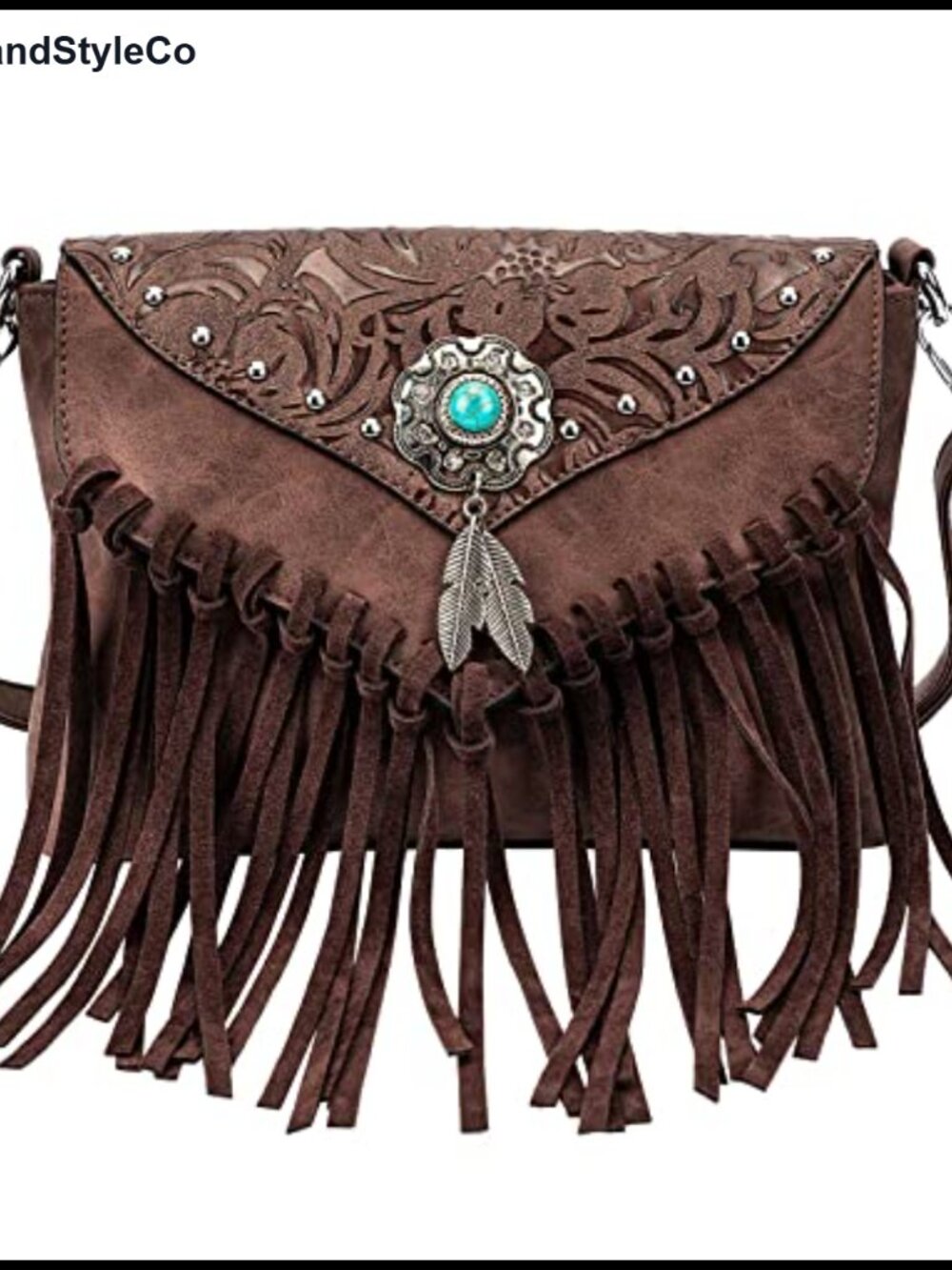 Boho Faux Leather Fringe Crossbody Bag with Tassel Wallet